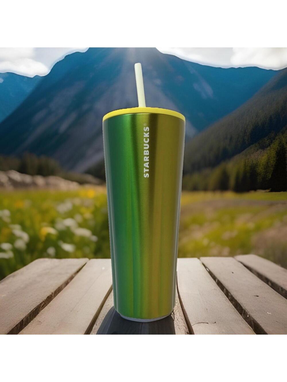 Starbucks 2022 Green Yellow Gradient Stainless Steel Speckled Lid 24 oz Tumbler